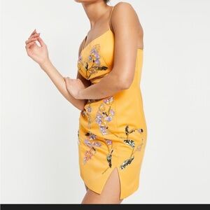 ASOS Design India Orange yellow sun floral sequin embellished mini dress 4